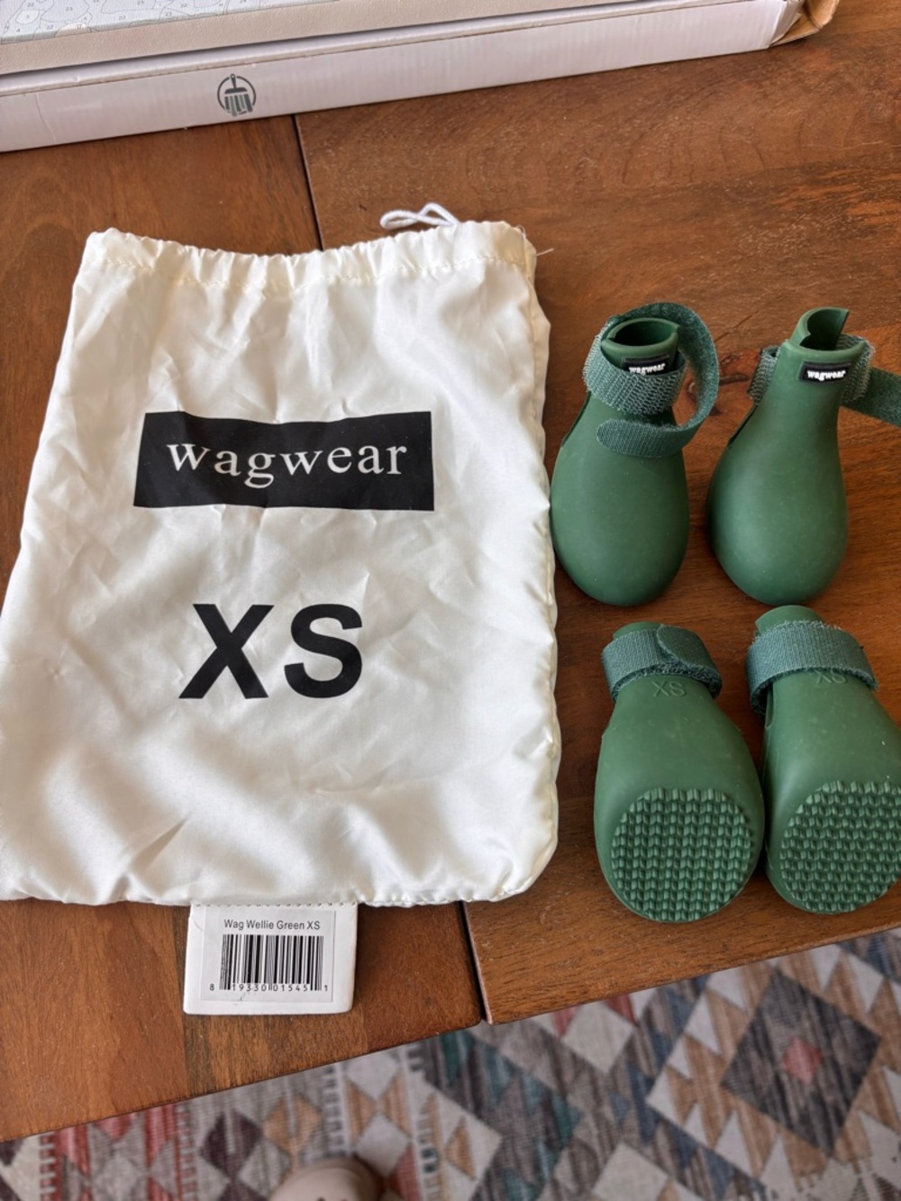 Wagwear Wagwellies Green Dog Boots - XS Waterproof Paw Protectors
